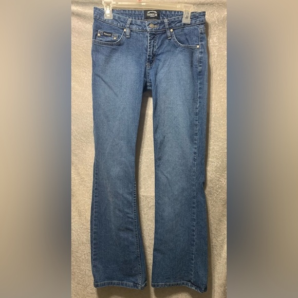 Y2K Squeeze Flare Leg Jeans Medium Wash size 5/6 Tall - Picture 1 of 8